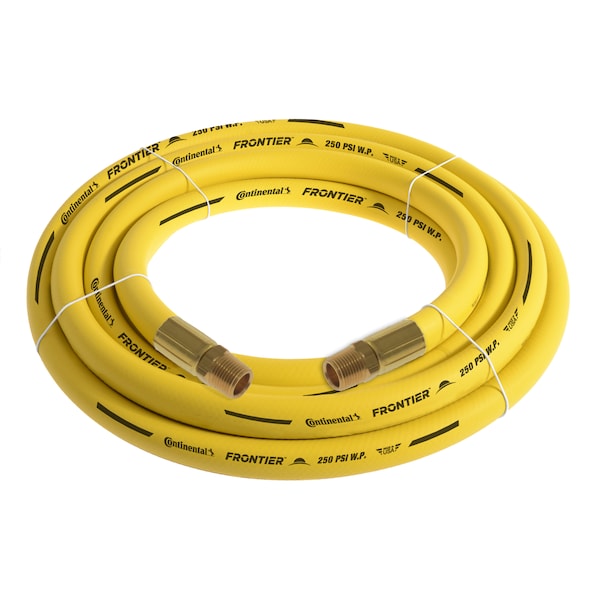 3/4" x 15' Yellow EPDM Rubber Air Hose, 300 PSI, 3/4" MNPT x MNPT